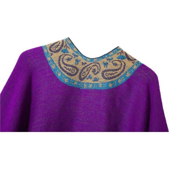 Women's Retro Style Vintage Pattern Tassel Poncho Shawl Cape Wraps - Picture 4 of 7